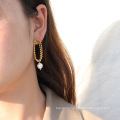 Shangjie OEM aretes Fashion Vintage Gold Plated Earrings 316L Stainless Steel Bead Earrings Jewelry Freshwater Pearl Earrings